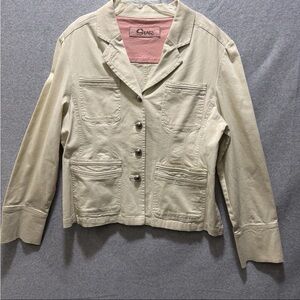 Star Jeans Women's Cream Utility Button Up Jacket 4-Pockets Casual/Outdoor